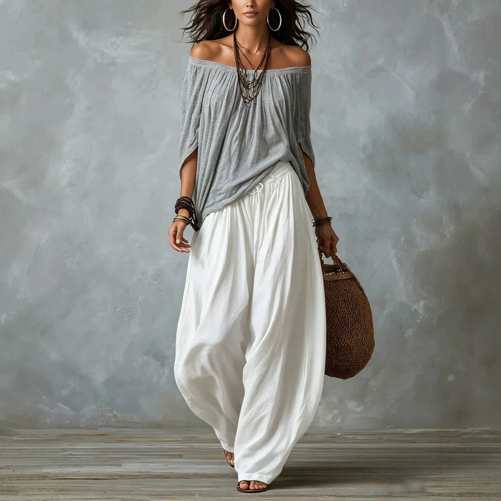 Boho Off-Shoulder Top & Pants Set