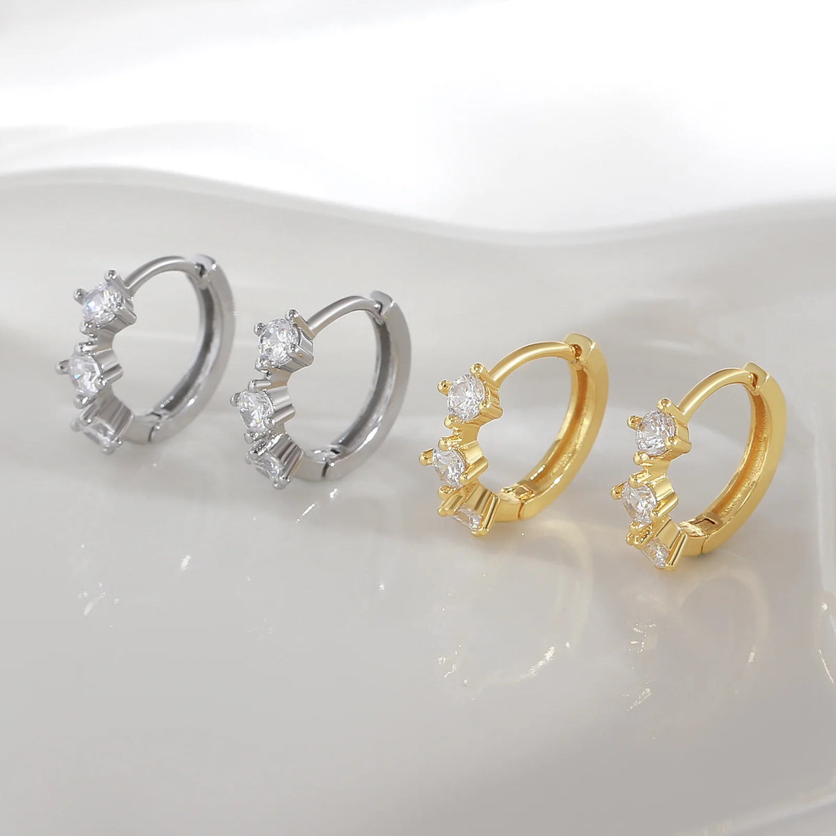 Crystal Huggie & Butterfly Earrings – 6 Pcs