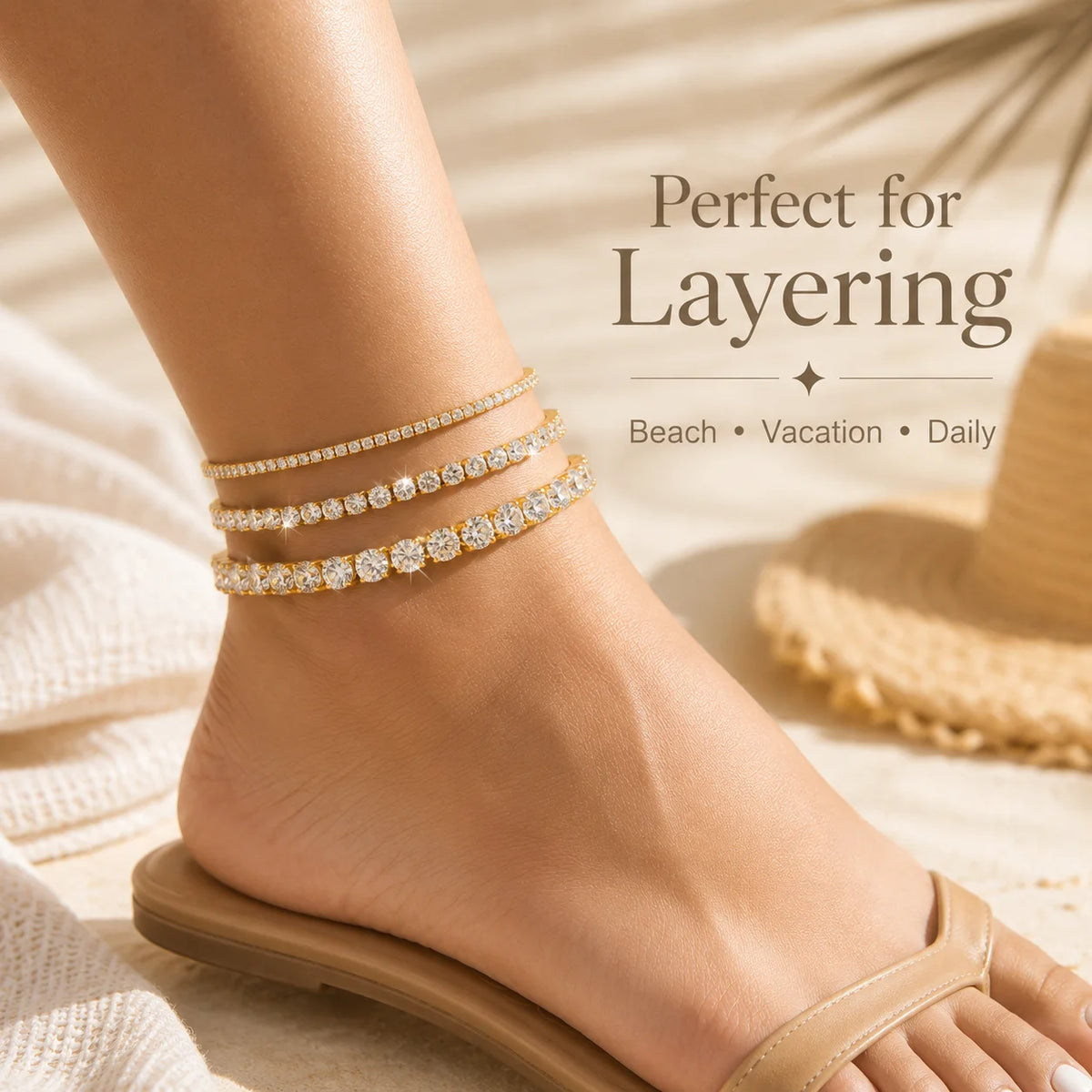 💎 CZ Tennis Anklet Chain