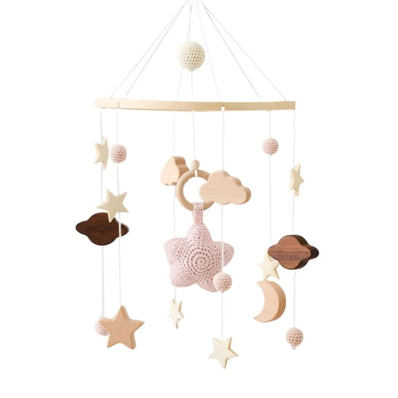 ⭐ Wooden Crochet Stars Baby Crib Mobile