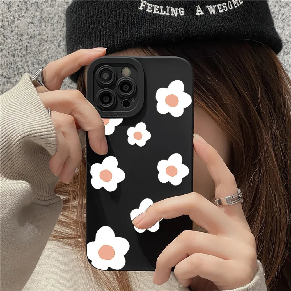 Black Flower Pattern iPhone Case