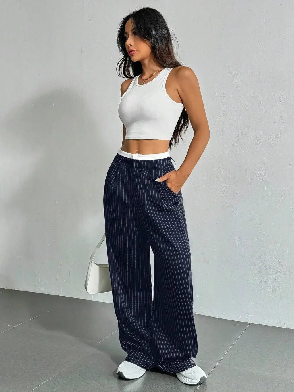 Striped High Waist Wide-Leg Pants