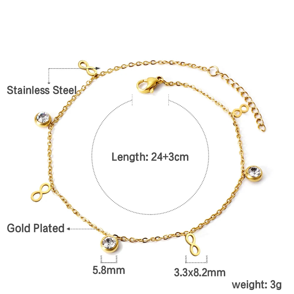 Crystal Hamsa Hand Gold Anklet