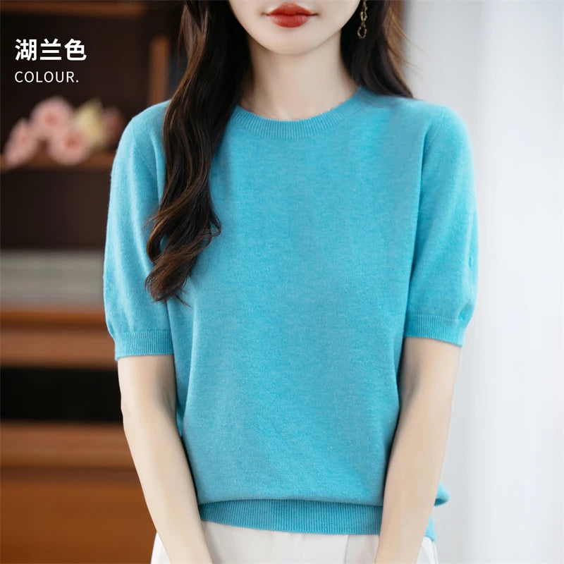 100% Merino Wool Short Sleeve Sweater