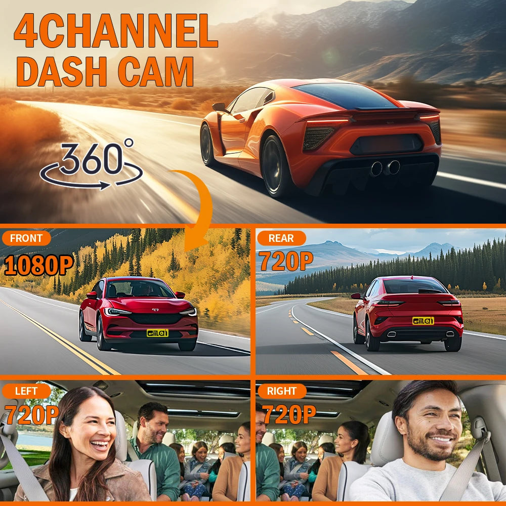 📡 4-Channel WiFi Dash Cam