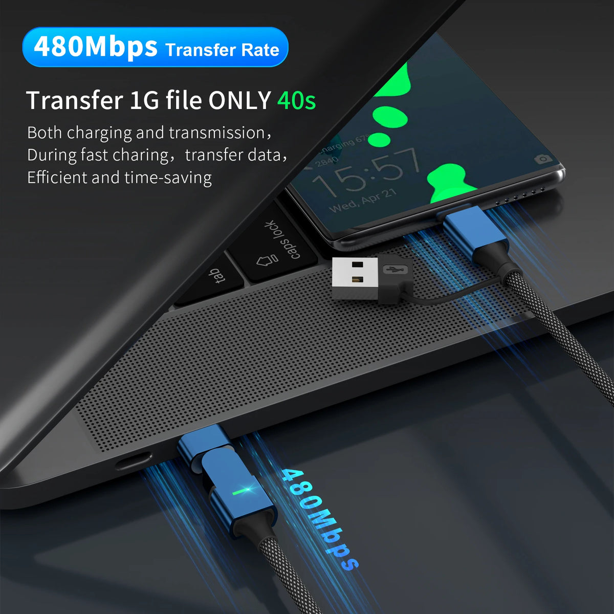 🔄 100W 180° Magnetic Charging Cable