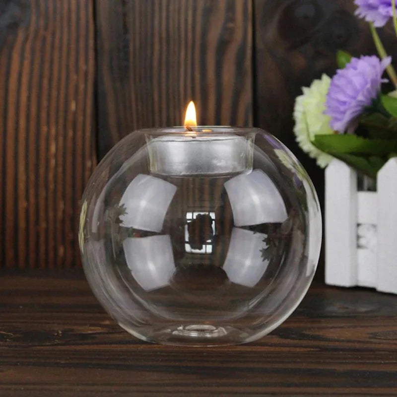 Round Glass Candle Holders