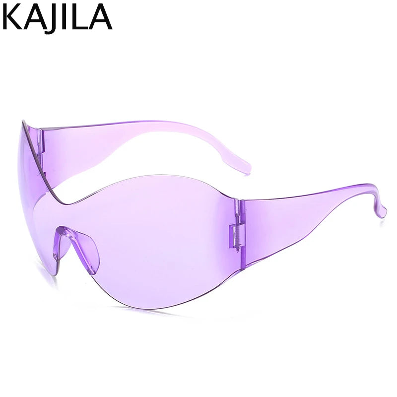 Oversized Rimless Shield Sunglasses