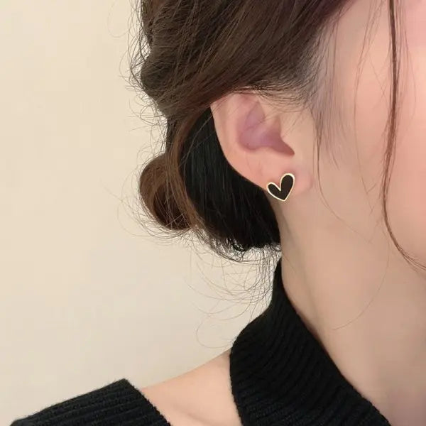 Vintage Rose Heart Enamel Studs