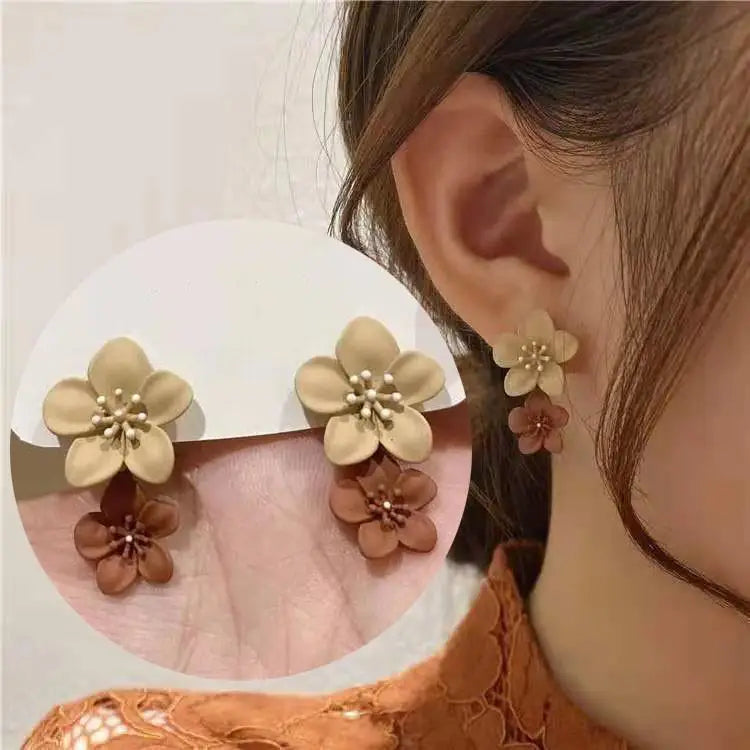 Colorful Enamel Big Flower Earrings
