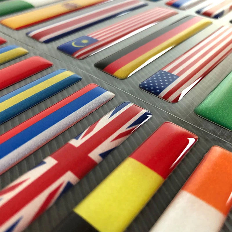 🌍 3D Reflective Flag Sticker