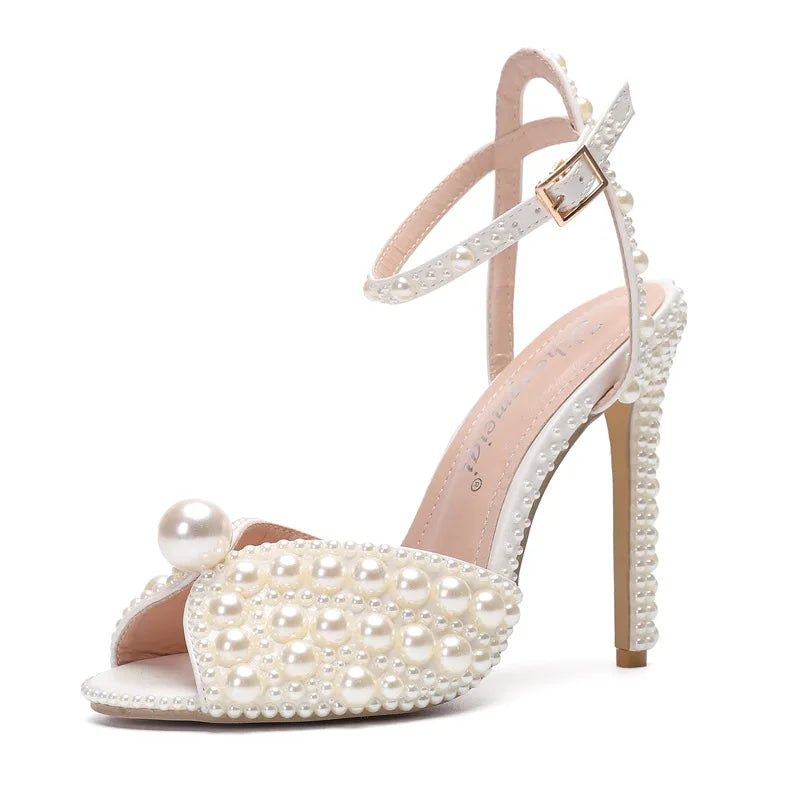 Women's Pearl Diamond Wedding Heels