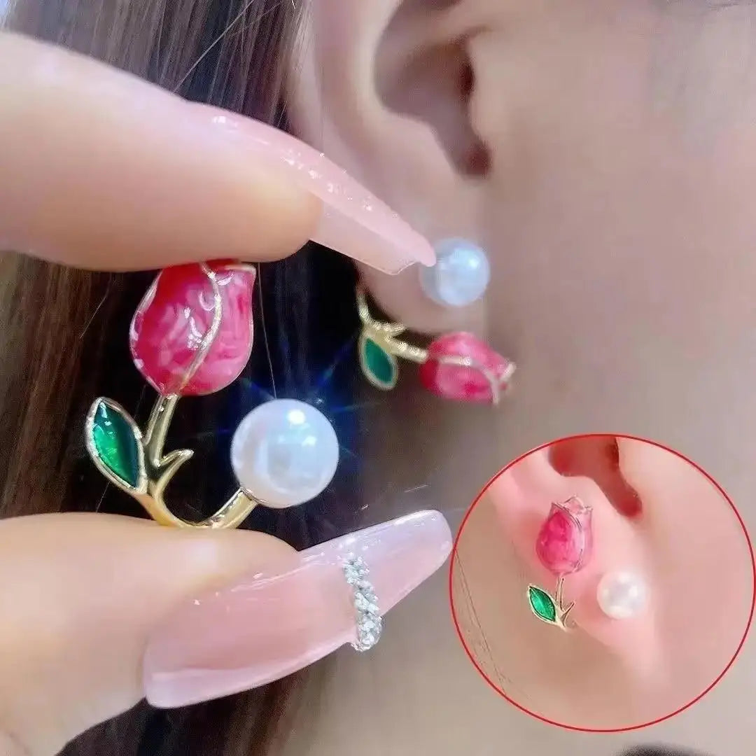 Colorful Enamel Big Flower Earrings