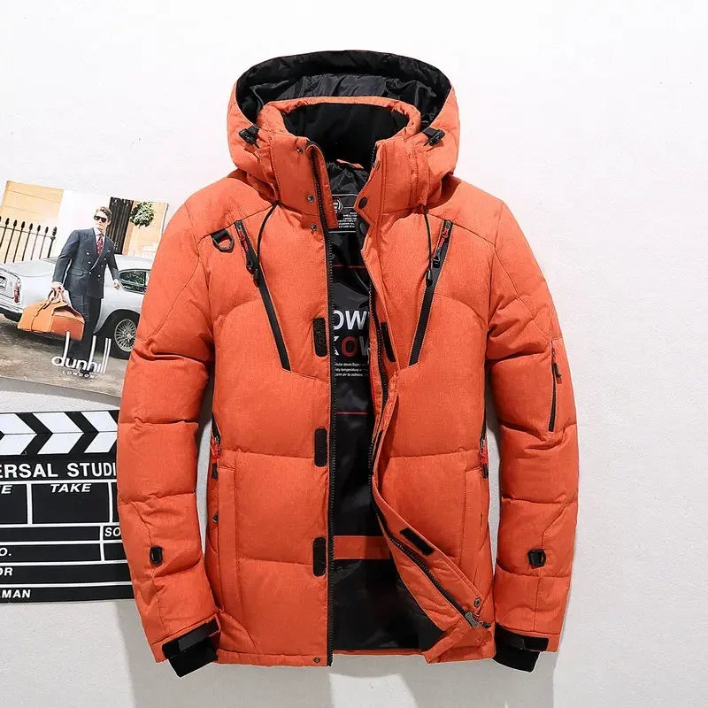 Men's Hooded White Duck Down Jacket