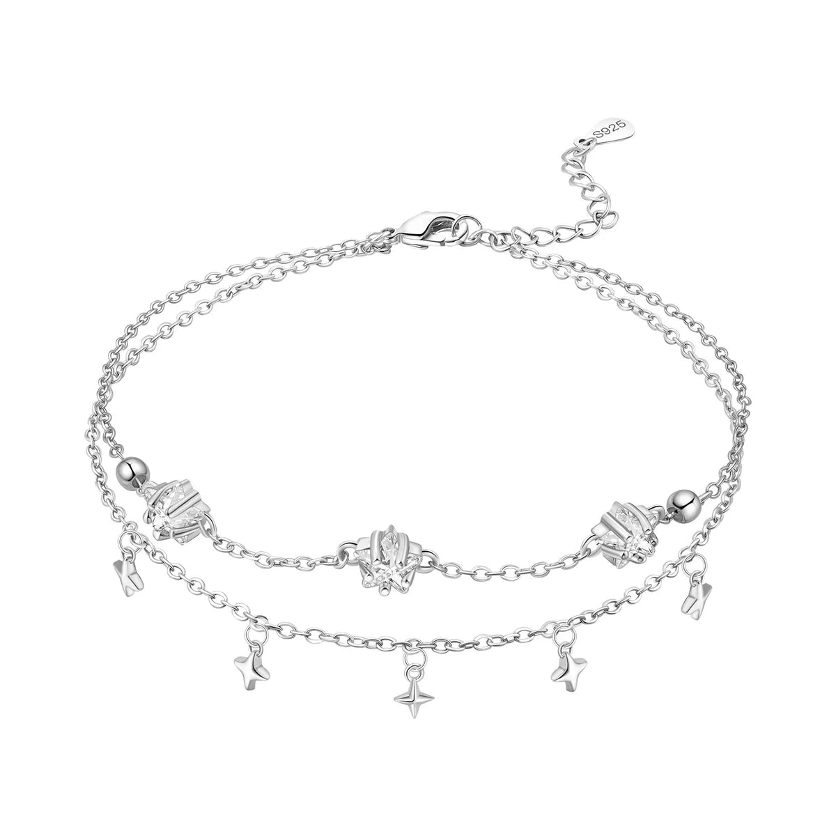 925 Silver Stone Tassel Anklet