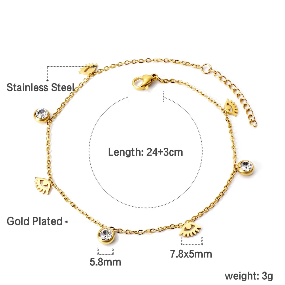 Crystal Hamsa Hand Gold Anklet