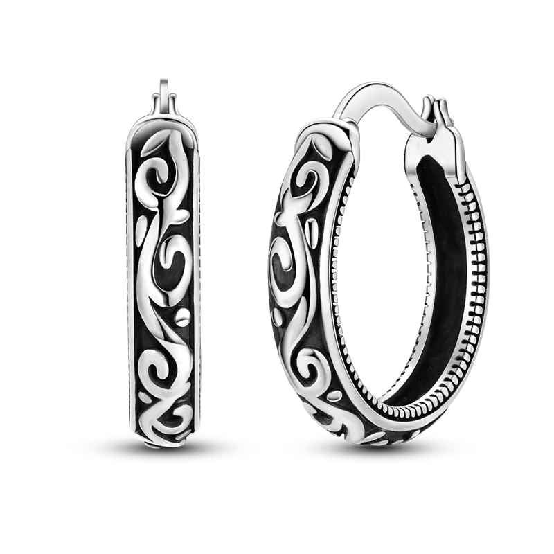 925 Silver Retro Pattern Stud Earrings