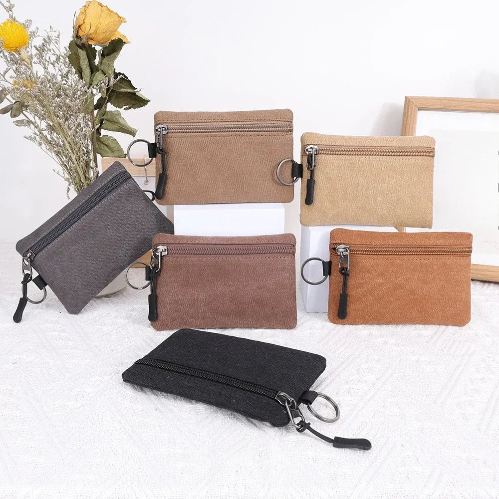 Canvas Mini Zip Coin Purse