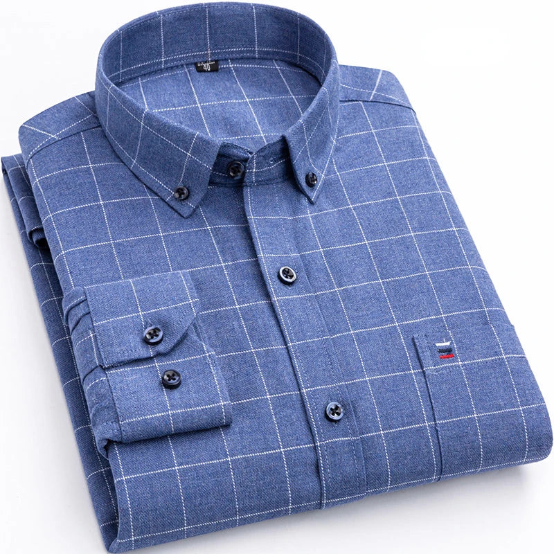 Men's Oversized Cotton Plaid Shirt