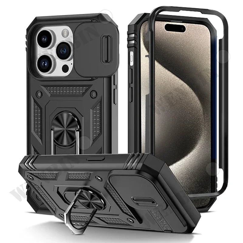 🔄 360° Rotating Kickstand Heavy Duty iPhone Case