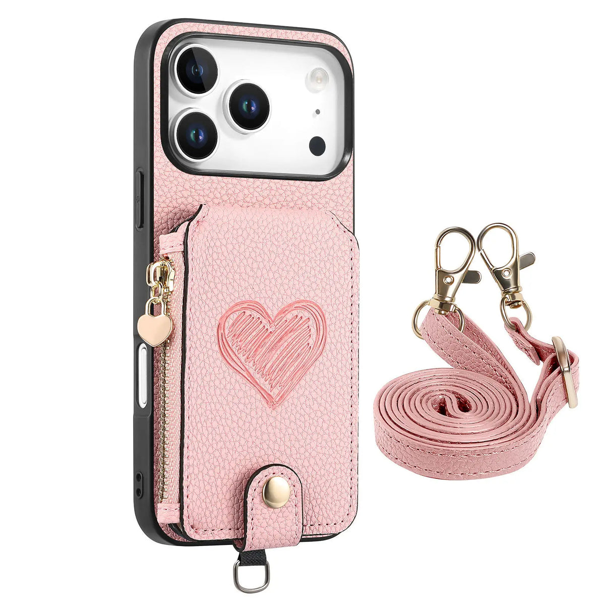 🎒 Crossbody Leather Zipper Wallet Phone Case