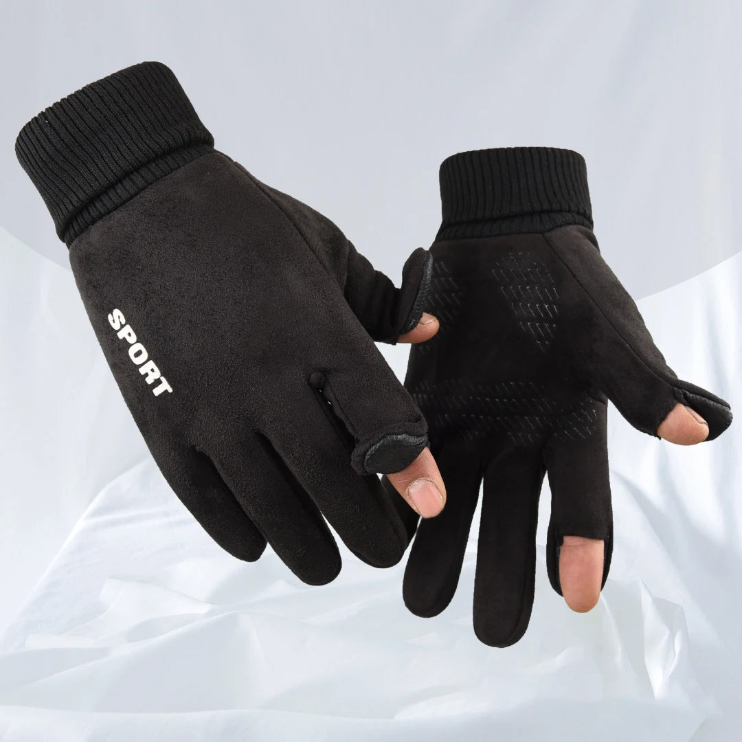 Men's Faux Suede Flip-Top Gloves