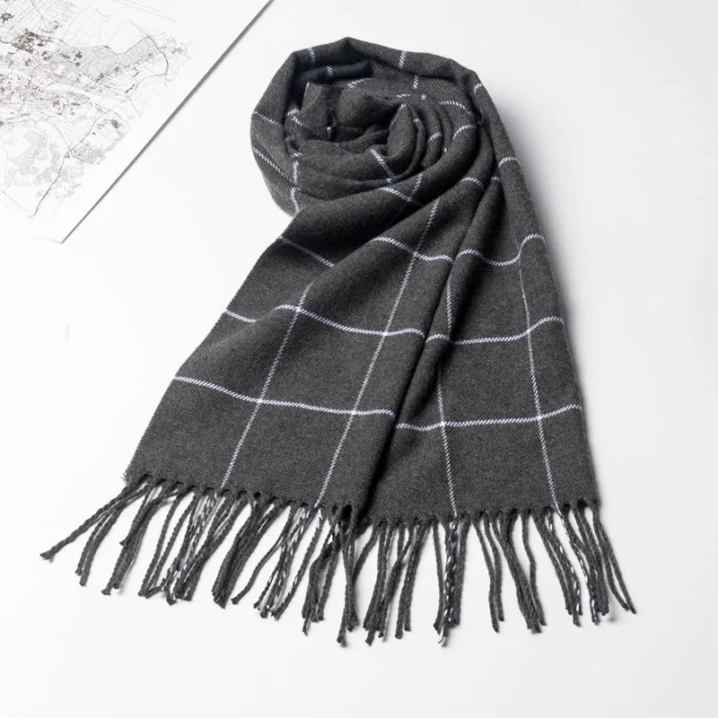Men's Cashmere-Feel Tassel Scarf