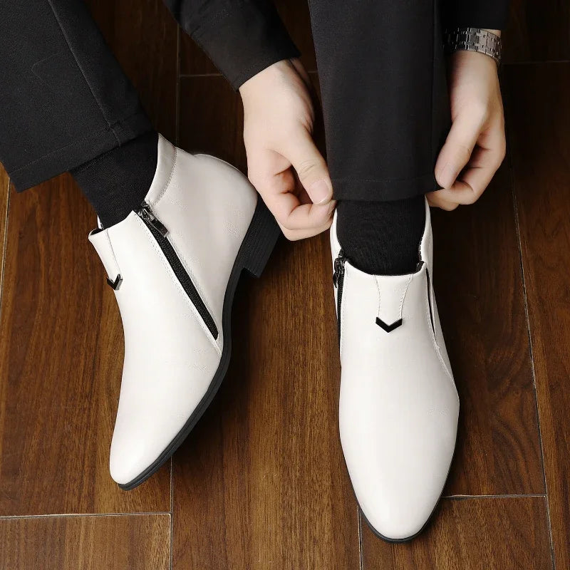 Men's Retro Zip Leather Boots