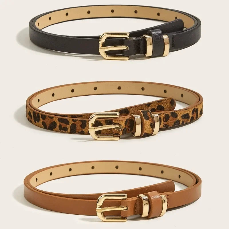 Women's Black Faux Leather Waist Belt