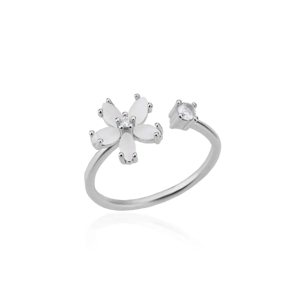 🌸 CZ Flower Adjustable Ring
