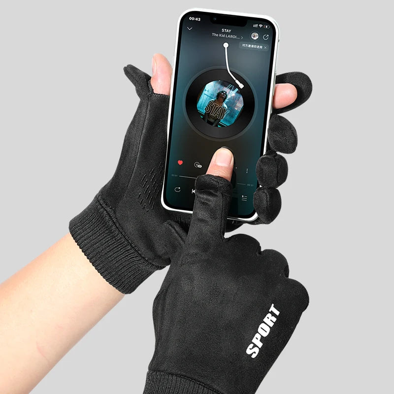 Men's Faux Suede Flip-Top Gloves