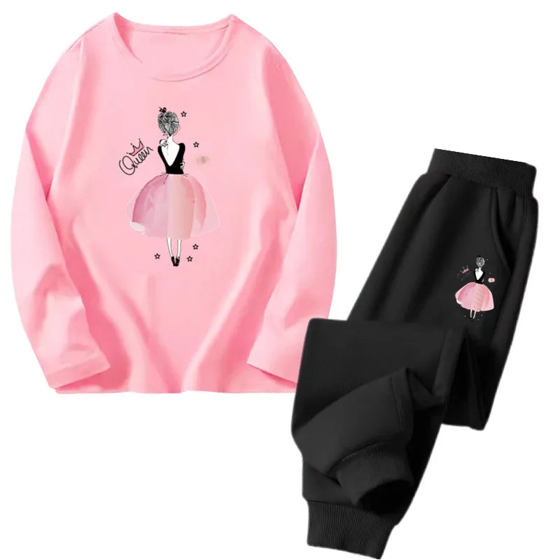 Girls Ballet Print Top & Pants Set