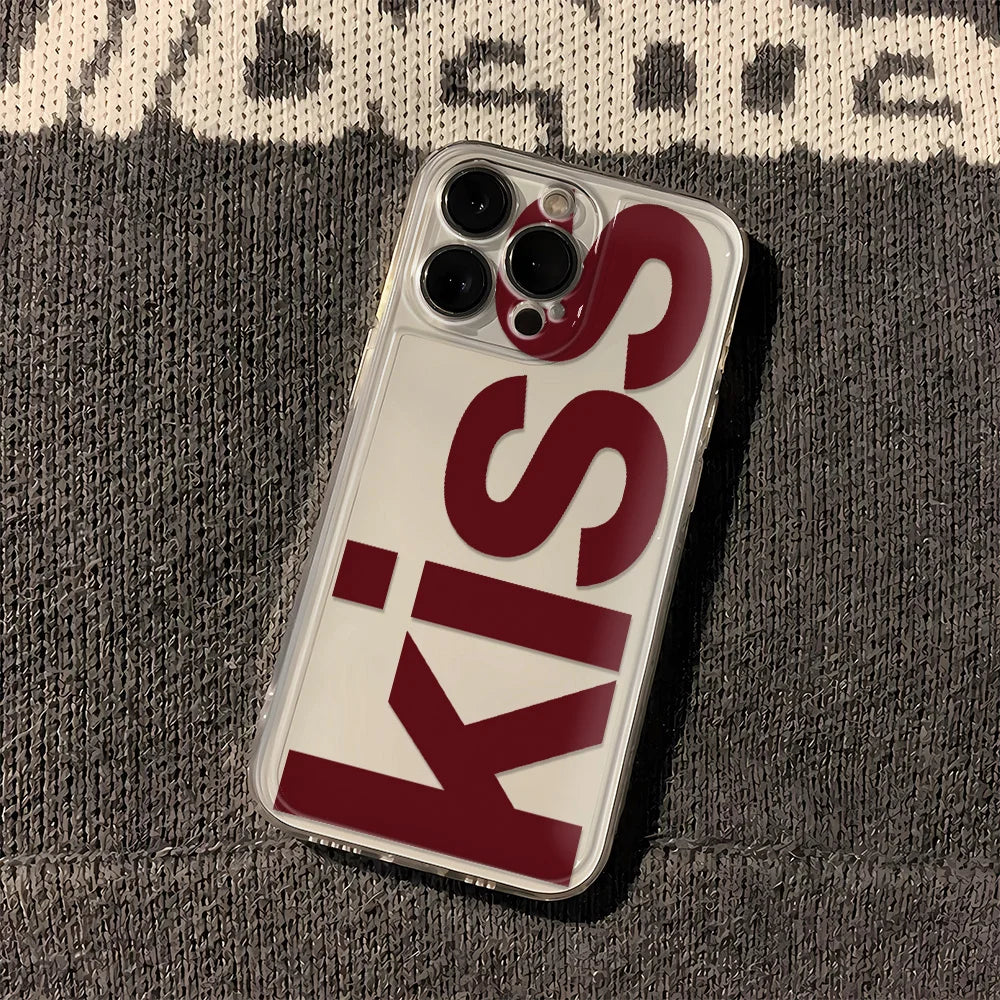 "Kiss" Text Clear iPhone Case