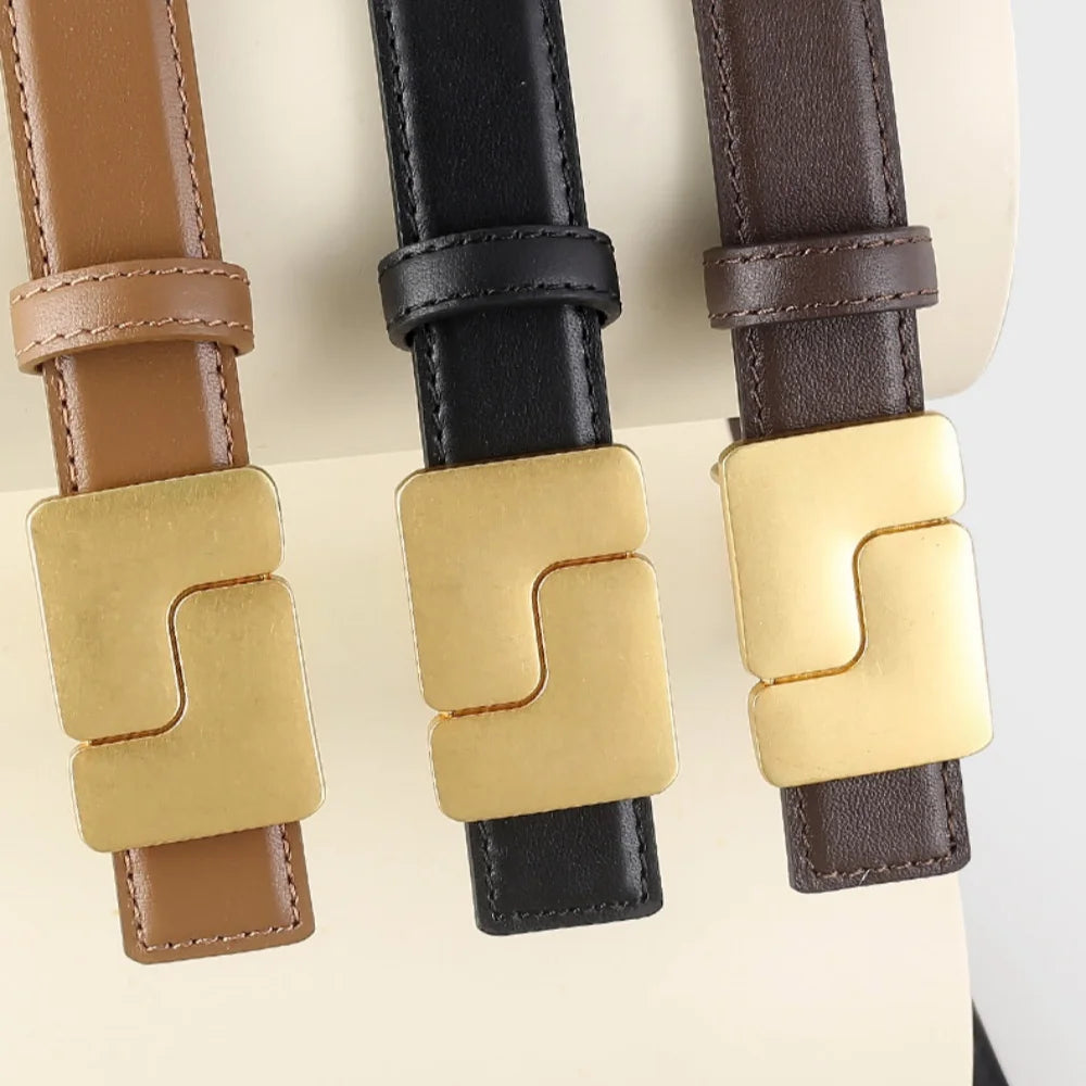 Women's Narrow Leather Waist Belt