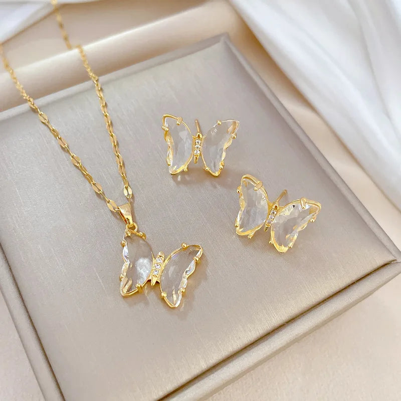 🦋 Butterfly Crystal Jewelry Set