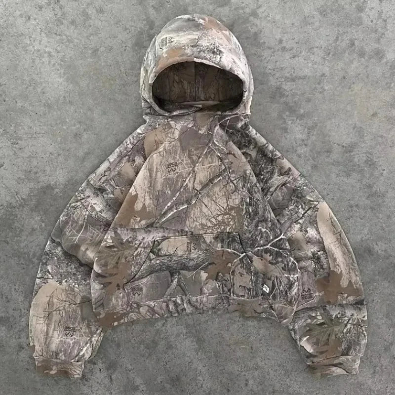 Gothic Print Zip-Up Hoodie