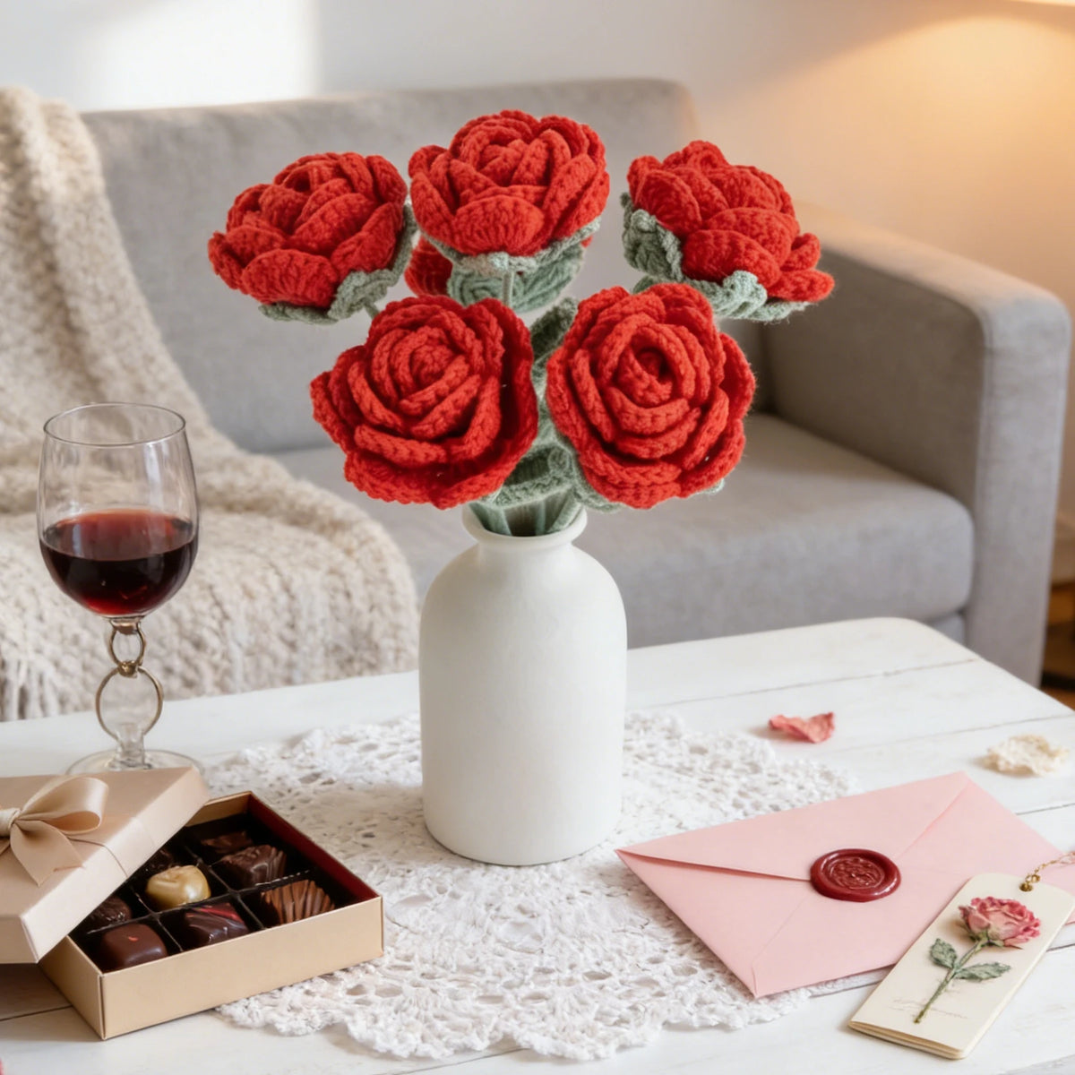 Handmade Crochet Yarn Rose
