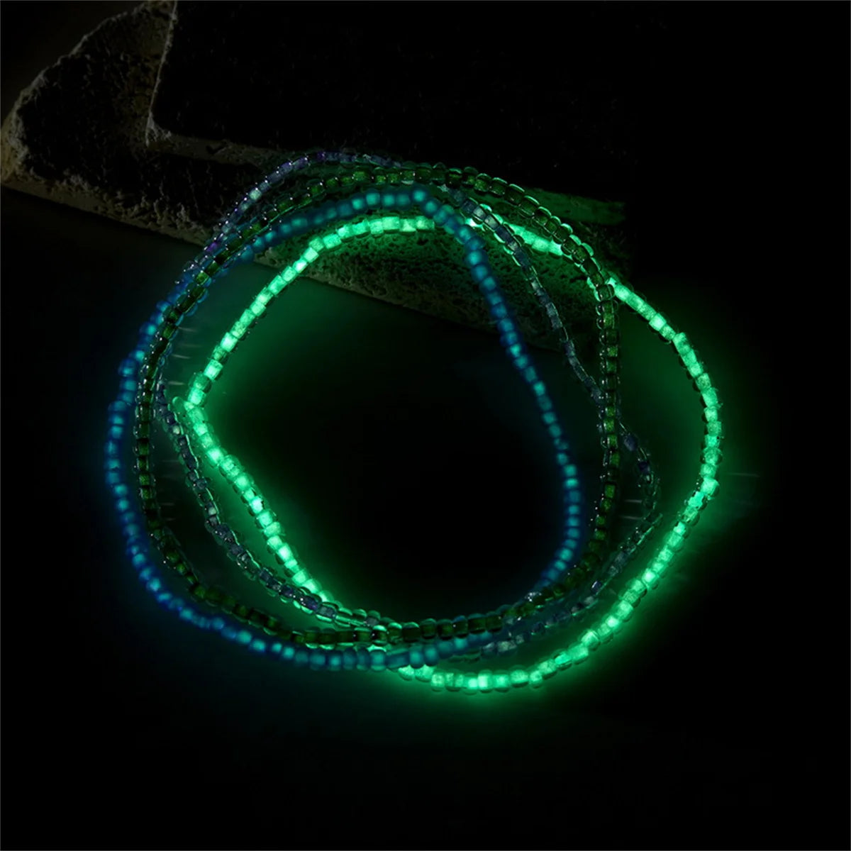 Glow Bead Elastic Anklets – 4 Pcs