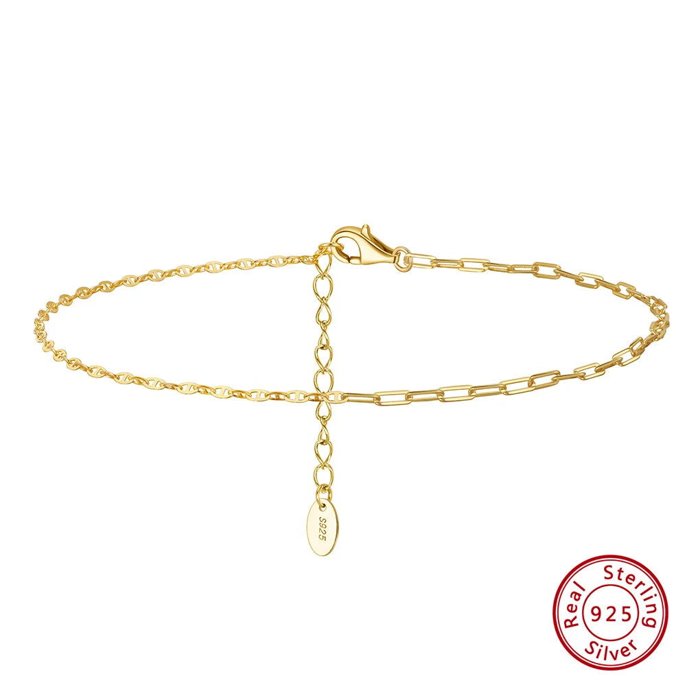 14K Gold 925 Silver Cuban Anklet