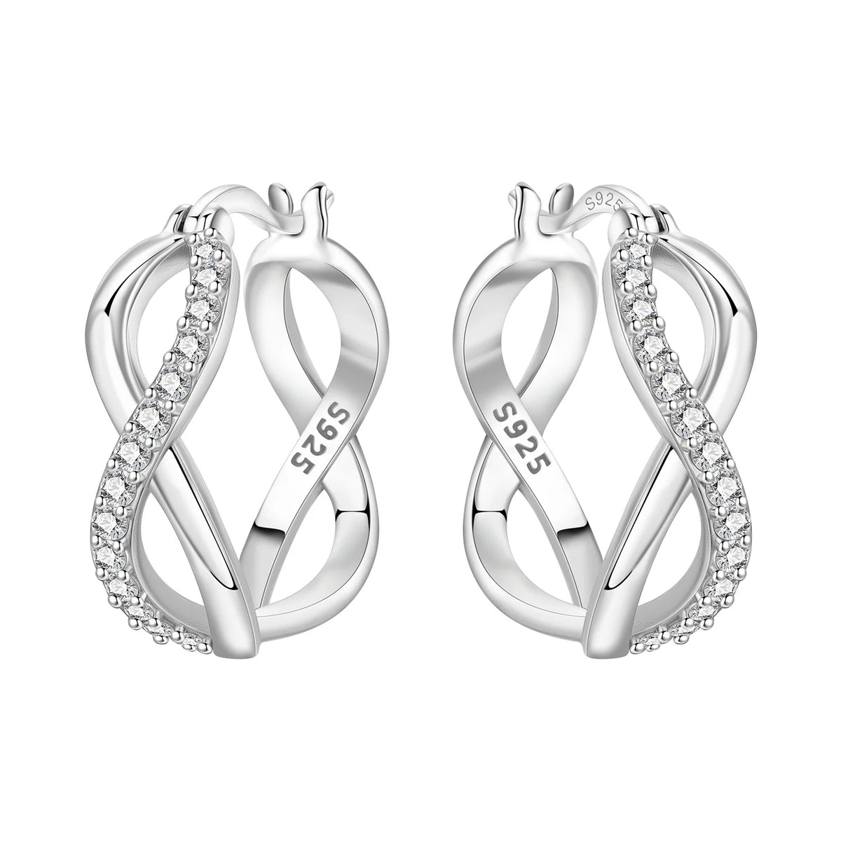 925 Silver Vine Heart Black Zircon Hoops