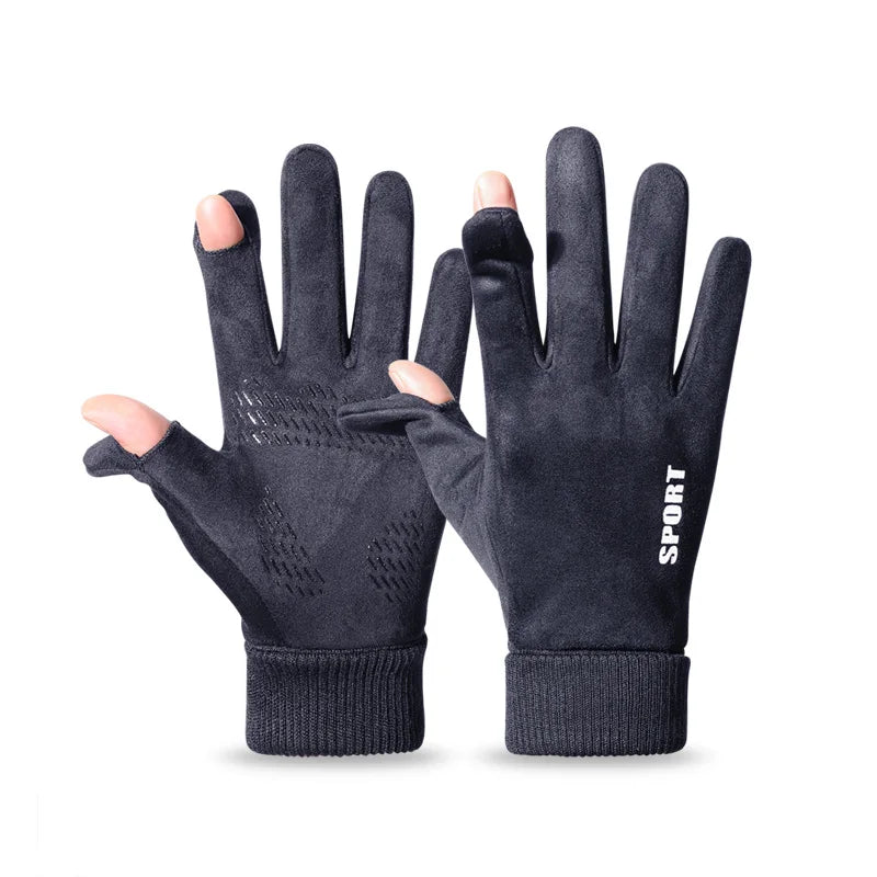 Men's Faux Suede Flip-Top Gloves