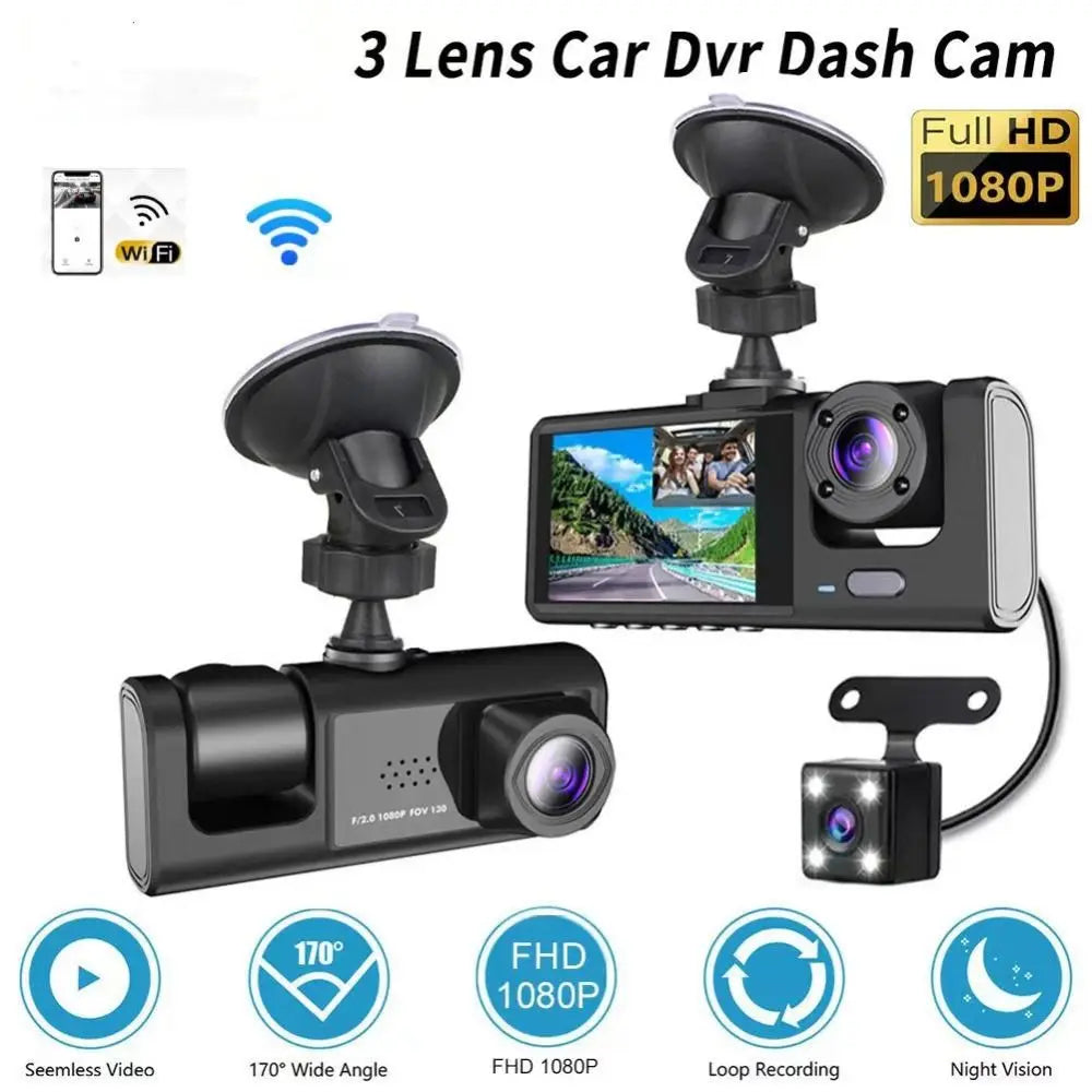 🔄 360° 3-Channel Dash Cam