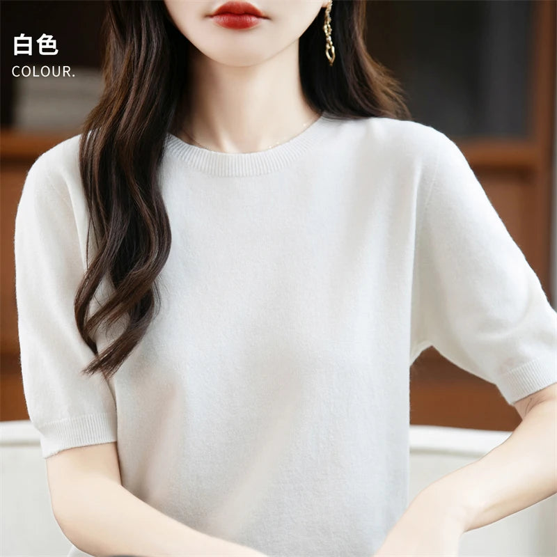 100% Merino Wool Short Sleeve Sweater