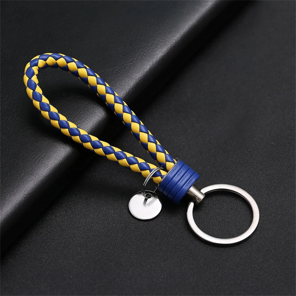 Braided Leather Rope Keychain