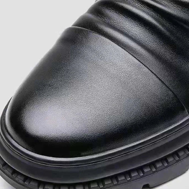 Men's Zip Leather Motorcycle Boots