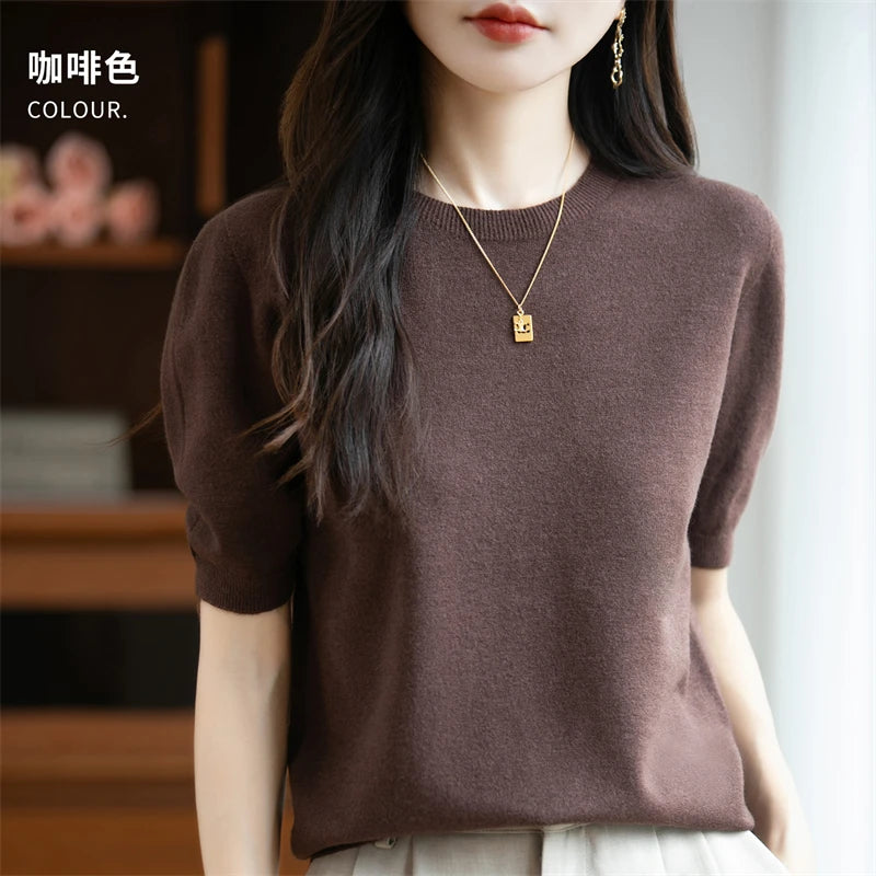 100% Merino Wool Short Sleeve Sweater