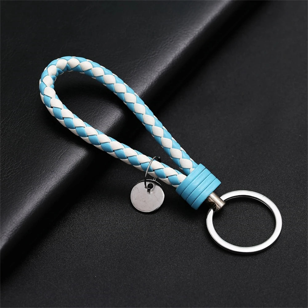 Braided Leather Rope Keychain