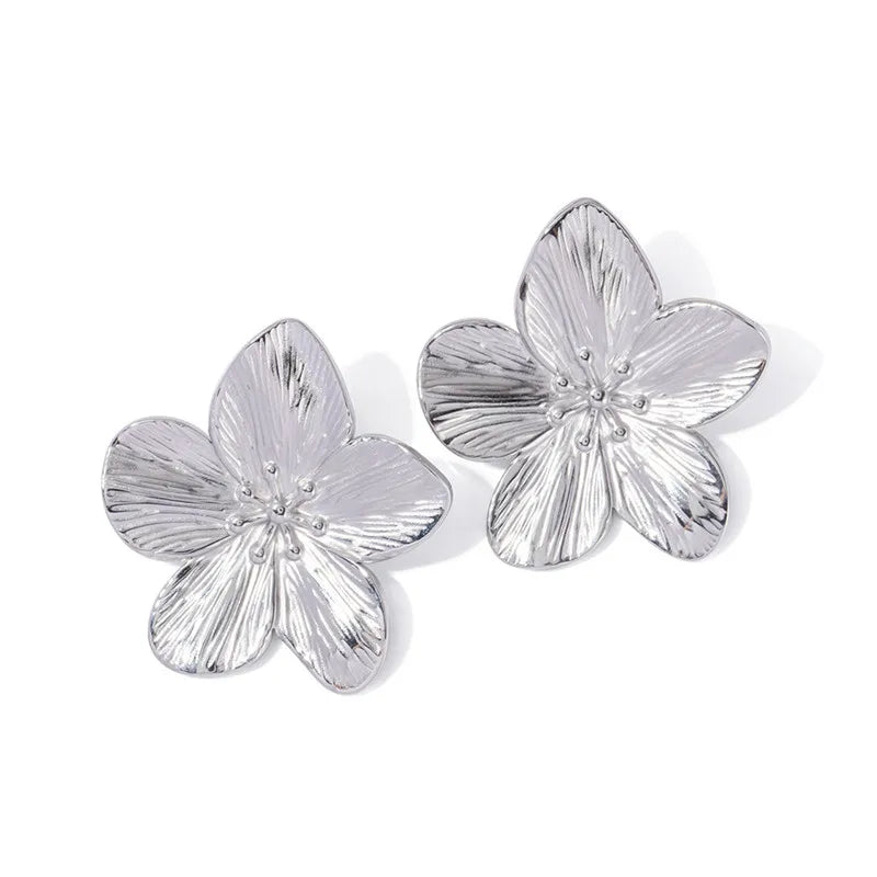 Gold Half Flower Stud Earrings