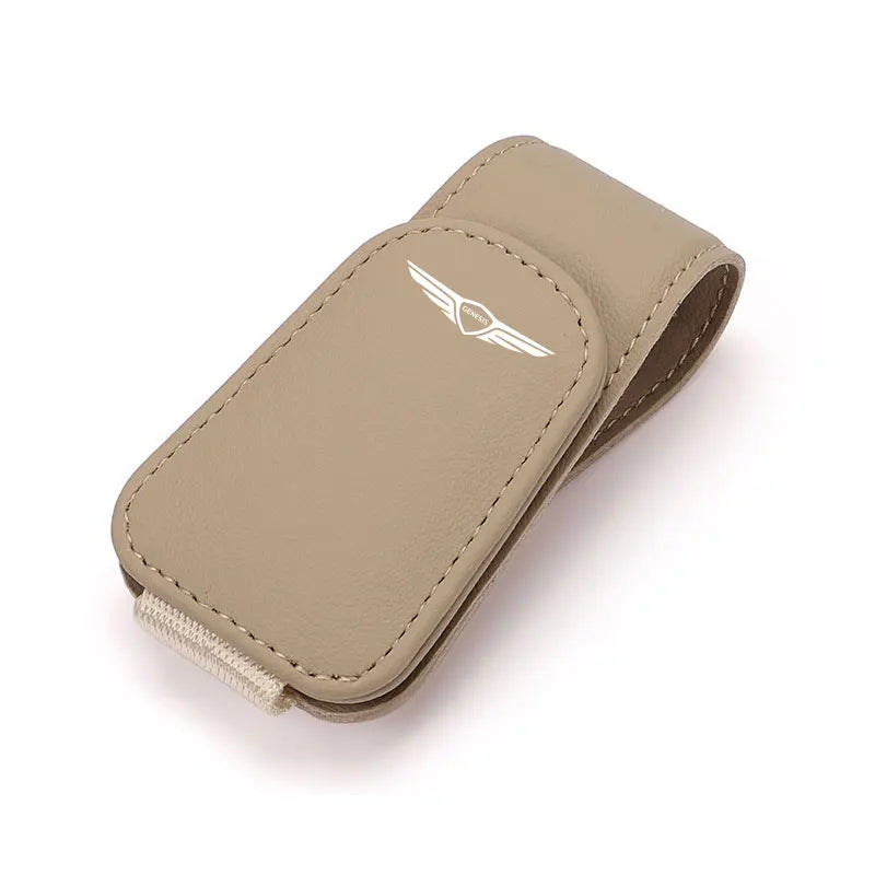 😎 Leather Sun Visor Glasses Clip