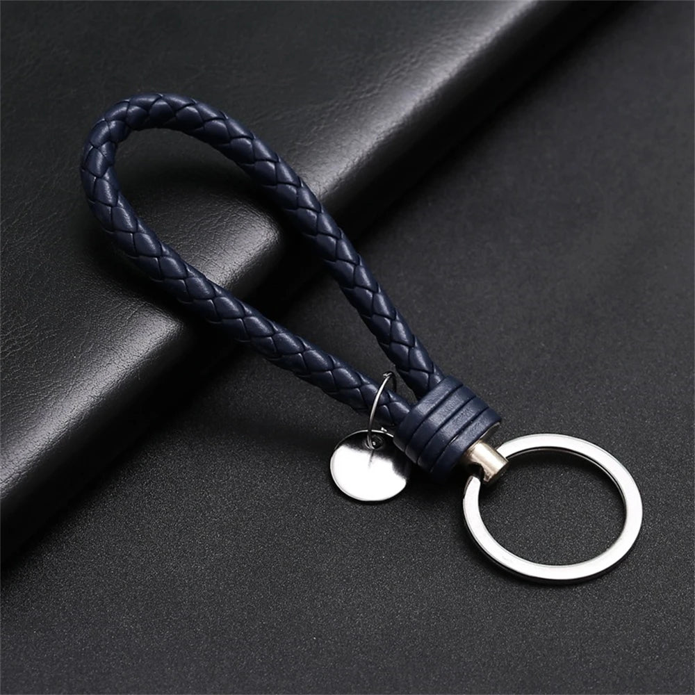 Braided Leather Rope Keychain